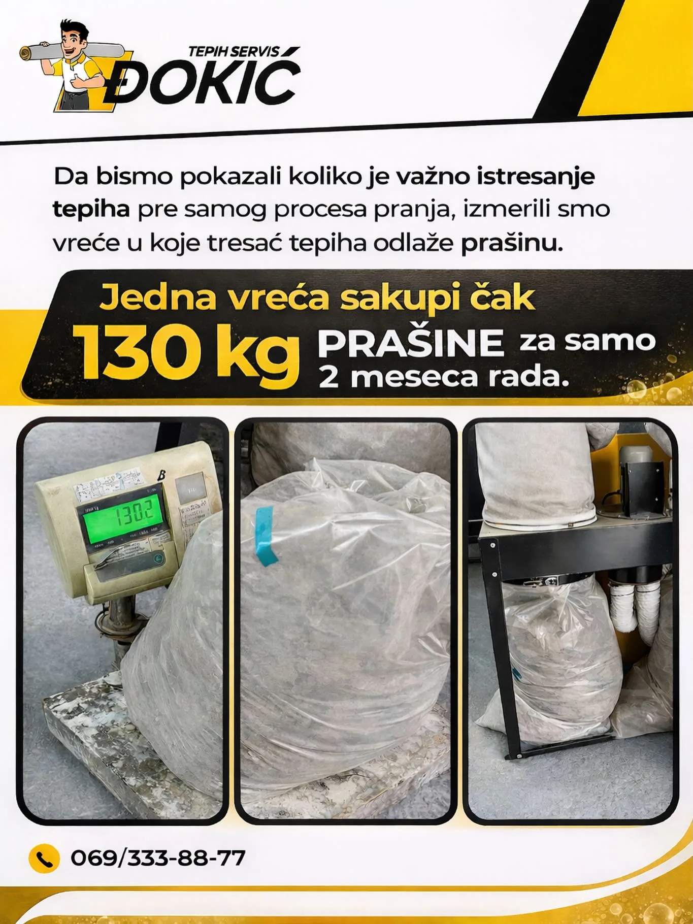 Istresanje tepiha — 130 kg prašine